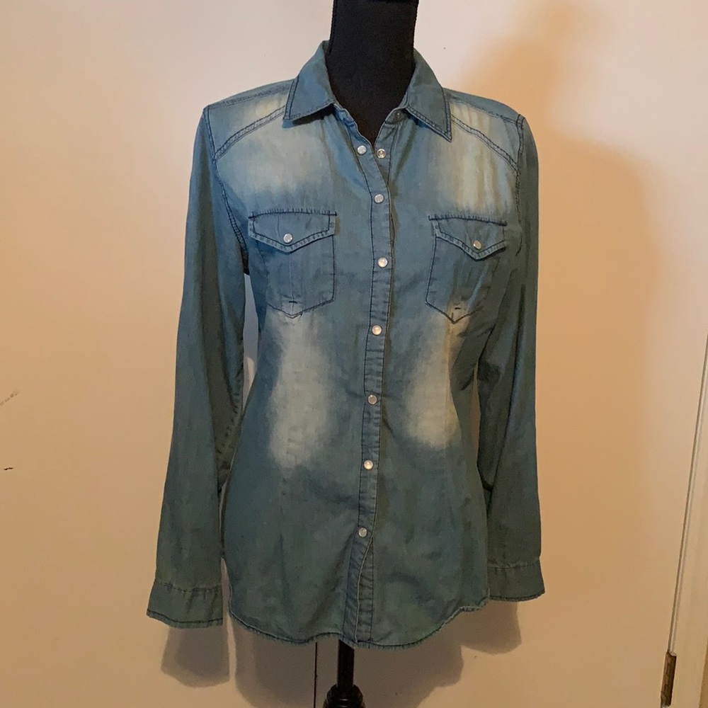 Bleach wash denim shirt - Large